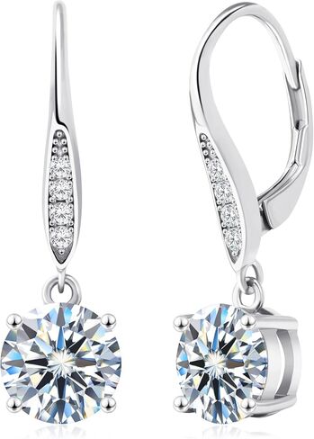 wowshow Moissanite Earrings Leverback Earrings for Women 925 Sterling Silver 3ct 4ct Moissanite Dangle Drop Earrings for Women Birthday Mothers Day Gifts with Certificate of Authenticity in Saudi Arabia