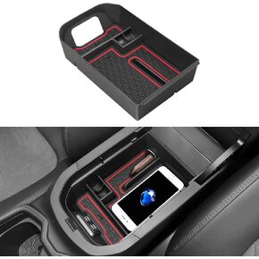 Center Console Organizer Tray Compatible with Toyota RAV4 2019-2024 Accessories ABS Plastic Material Armrest Secondary Storage Box (Red)