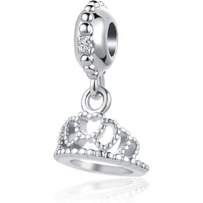 Crown Charm Bracelets Queen Tiara Princess Castle Women Hearts Silver Dangle Family Birthday Compatible with Pandora Charm Bracelet