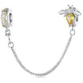 Clip Lock Spacer Stopper Charm Bead Love Heart Charm Bracelets for Women 925 Sterling Silver Safety Chain Charms for Pandora Bracelets (Honeybee)