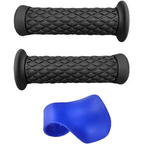 2 PCS Motorcycle Hand Grips, Vintage Non-Slip Rubber Handlebars for 21mm/24mm Handles, Soft Motorbike Thruster Grip for Hand Comfort, Universal Motorcycle Accessories (Black)