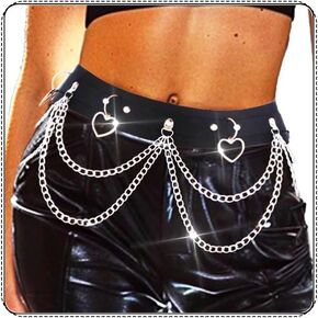 COSYDAYS Black Leather Waist Chain Belt Layered Belly Waist Chain Punk Body Chain for Women