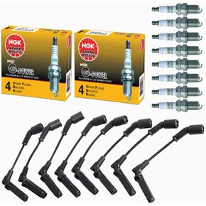 Wires Set & NGK Spark Plug Compatible with LS1 LS2 LS3 LS6 LS Chevy Chevrolet Silverado Tahoe Suburban GMC Sierra Cadillac 5.3 4.8 5.3 6.0 6.2 V8 for 9748UU 9748HH 9748RR 41-962 41-110