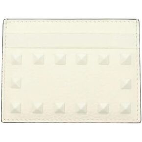Valentino Garavani Women's White Rockstud grainy calfskin cardholder with Gift Box