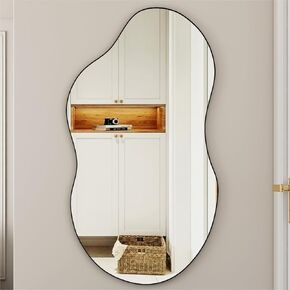 SHYFOY Asymmetrical Wall Mirror Decorative, Irregular Black Mirrors for Wall Decor, Abstract Modern Wall Mirror for Living Room, 43"x22" Large Wall Mirror Wavy