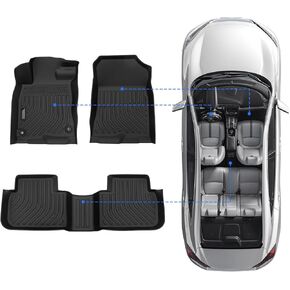 سجادات أرضية لسيارة Honda Civic 2022-2025/Acura Integra 2023-2025، بطانات أرضية TPE Civic مناسبة لجميع الأحوال الجوية، مجموعة الصف الأول والثاني من سجادات السيارة لملحقات Honda Civic 2025 المضادة للانزلاق