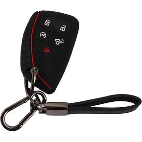 2pack Key fob Cover for Chevrolet with Leather Keychain for 2022 2023 2024 Chevy Silverado 1500 GMC Sierra 1500, 2024 Silverado Sierra 2500HD 3500HD, Silicone