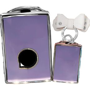 Key Fob Cover Fit for Volvo XC90 S90 V90 XC60 Soft TPU Key Case Keychain Keyshell Accessories 4 Button Purple