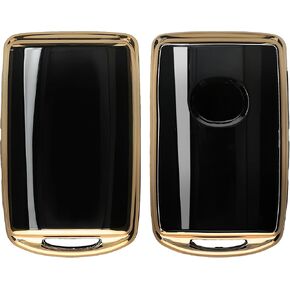 kwmobile Key Cover Compatible with Mazda 3-Button CX30 CX50 CX60 CX90 MX-30 - Car Key Fob Case Protector - Green/Gold