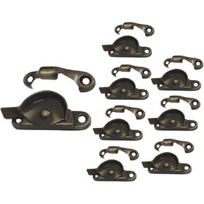 QCAA Zinc Die Cast Window Sash Lock, 2-7/16", Antique Brass, Brushed, 8 Pack, Made in Taiwan