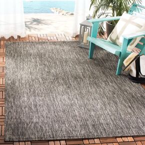 SAFAVIEH Courtyard Collection Area Rug - 5'3" x 7'7", Black & Black, Non-Shedding & Easy Care, Indoor/Outdoor & Washable-Ideal for Patio, Backyard, Mudroom (CY8522-36622)