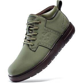 FLYLAND Men's Fashion Sneakers Chukka Boots Lace Up Leather Ankle Dress Boot Lightweight Walking Driving Shoes