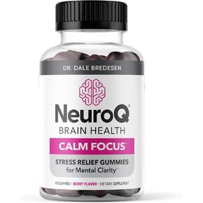 NeuroQ Calm Focus Capsules - Stress Relief Supplement - Supports Mental Function & Relaxation - Sensoril Ashwagandha, Magnesium, GABA, L-Theanine, Andean Cocoa & Kava Kava - 60 Capsules