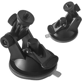 2 Pack Car Dash Cam Holder with 1/4 Screw Thread Windshield Camera Holder Stand for Car Dash Cam,Camera SLR, Video Recorder, Phone Holder（Black）