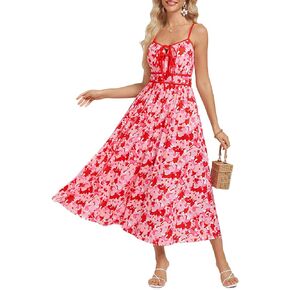 GRACE KARIN Women's 2025 Summer Casual Floral Boho Dress Spaghetti Strap Flowy Beach Maxi Dresses