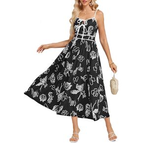 GRACE KARIN Women's 2025 Summer Casual Floral Boho Dress Spaghetti Strap Flowy Beach Maxi Dresses in Kuwait