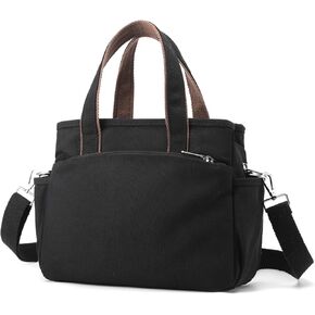 DOURR Canvas Tote Bag for Women with Compartments Lightweight Hobo Handbags Satchel Daily Crossbody Bags Multi-pocket