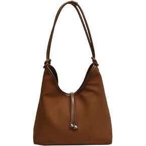 PU Suede Tote Bag Women 2024 Vintage Fall Winter Commuter Shoulder Handbag Bucket Bag Retro Dull Polish
