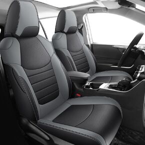 Red Rain Seat Covers Custom Fit Toyota RAV4 Car Seat Cover Compatible with 2019 2020 2021 2022 2023 2024 Toyota RAV4 Gray and Green Nappa Leather Seat Protector (RAV4-Gray+Green)