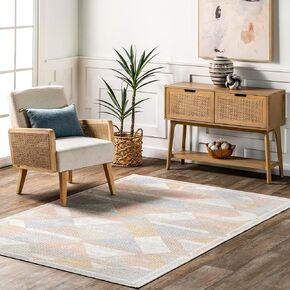 nuLOOM Nikita Checkered 8x10 Machine Washable Area Rug for Living Room Bedroom Dining Room Kitchen, Beige/Ivory
