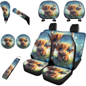 Wanyint Aztec Wolf Dream Catcher Car Seat Cover Full Set for 11, with Front Back Seat Covers Keychain Car Headrest Cover Cup Coasters Handbrake Cover and Gear Shift Cover for Women Men in Kuwait