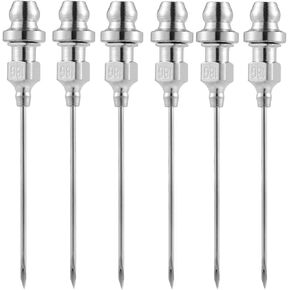 6 Pcs Grease Injector Needles，Designed for Bearing Grease Tool，Removable Needle Grease Dispenser，Needle Grease Gun Tips for Tight Spaces，Grease Gun Needle Tip Adapter, 18G, Small
