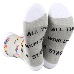 CENWA 1 Pair Theater Socks Drama Mask Gift All The World's a Stage Socks Gift for Actor Actress