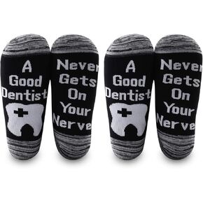 LEVLO Funny Dentist Gifts A Good Dentist Never Gets On Your Nerves Socks for Dental Students