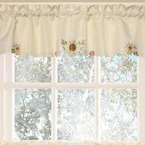 Sweet Home Collection Kitchen Window Tier, Swag, or Valance Curtain Treatment in Stylish and Unique Patterns and Designs for All Home Décor, Sunflower