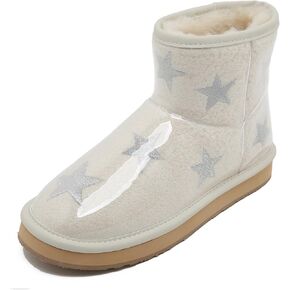 Mel&Syd 100% Australian Sheepskin Winter Boots for Womens-TPU Waterproof Snow Boots for Women Easy to Clean-Memory Foam Elastic Air Cushion Shoes for Women-Embroidered Comfy Star Women's Ankle Boots