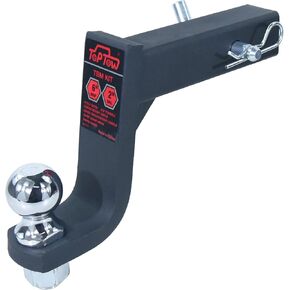 TOPTOW 64171 Trailer Hitch Ball Mount Kit with 2 inch Trailer Ball and 5/8 inch Hitch Pin, 6 inch Drop, Fits 2 inch Hitch Receiver, Matte Black