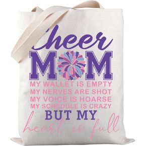 PWHAOO Cheerleader Mom Gifts Cheer Mom Tote Bag Cheer Competition Tote Bag Cheer Mom Mother's Day Gift