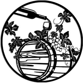 RnnJoile Wine Metal Wall Decor Kitchen Metal Art Decoration for Wall Bottle and Grape Leaves Metal Sculptures Chateau Home Bar Dining Room Farmhouse Decor 24"x24"