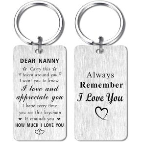 Jzxwan Nanny Gifts for Women, Best Nanny Ever Birthday Keychain Gifts, Love and Thank You Nanny Keychain, Nanny Valentines Day Gifts from Grandson Granddaughter