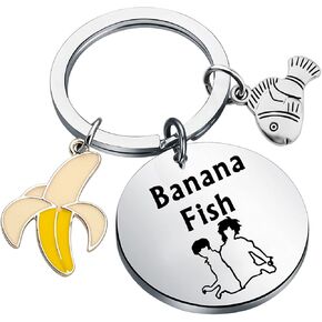WSNANG Banana AnimeFish Keychain Anime Cosplay Cartoon Ash & Eiji Pendant Keyring Anime Lover Gift