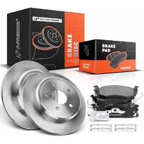 A-Premium 12.60 inch (320.00mm) Rear Drilled and Slotted Disc Brake Rotors + Ceramic Pads Kit Compatible with Select Jeep Models - Grand Cherokee 2005-2010, Commander 2006-2010, 6-PC Set