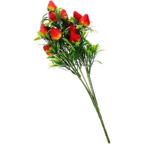 3Pcs Artificial Strawberry Plants Faux Strawberry Stem Bouquet for Home Decor Strawberry Branches for Vase Filling and DIY Arrangements