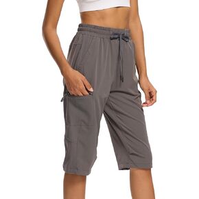 DEVOROPA Women's Hiking Long Shorts Knee Length Lightweight Quick Dry Cargo Athletic Bermuda Beach Shorts with Zipper Pockets