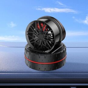 Wheel Car Solar Energy Air Freshener, Car Air Purifier Dashboard Ornament, Car Rotating Perfume Aromatherapy Diffuser, Automotive Interior Scents Decoration for Car Office Home (Black)