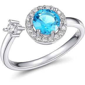 FOREVER QUEEN Birthstone Rings for Women 925 Sterling Silver Womens Month Ring Adjustable Ring Anniversary Birthday Mother's Day Jewelry Gift for Wife Mom Daughter Friend