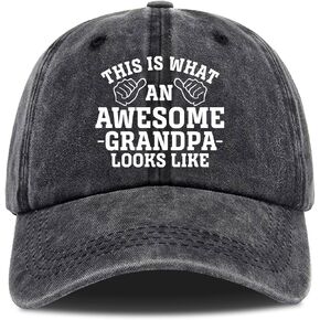 This is What an Awesome Grandpa Looks Like,Funny Baseball Cap,Funny Hats,Grandpa Hats for Men,Funny Vintage Cotton Washed Baseball Caps,One Size Black