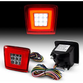 LED Rear Bumper Light for Nissan 370Z 2009-2021 Juke Nismo 2013-2017 Sentra Nismo 2017-2019 Integrated with Sequential Turn Signal, Brake Light, Fog Light and Reverse Light Smoked Tinted