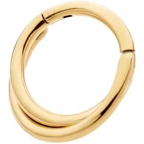 Pierced Owl 24Kt Gold PVD Titanium Double Hoop Criss Cross Hinged Segment Clicker Ring