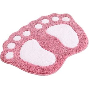 Bathroom Rugs Mats, Cute Paw Foot Shape Soft Microfiber Machine Washable Bath Mat Water Absorbent Non-Slip Mat for Bathroom Shower Room (Grey)