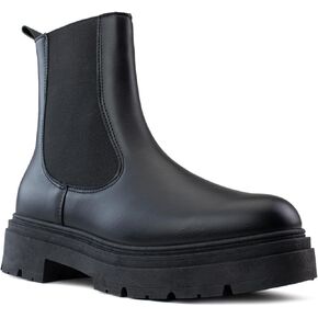 RF ROOM OF FASHION Women's Elastic Panel Lugged Sole Chunky Heel Chelsea Boots