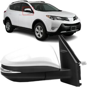 RH Side Mirror Fit for 2013-2015 Toyota RAV4 LE/XLE/Limited Sport utility 4-door, Power Heated Turn Signal,Manual Folding, Without BSM White Replace TO1320310,879100R080(7Pins) (Right/Passenger Side)