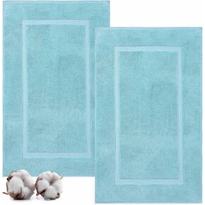 TEXTILOM Luxury 2 Pack Banded Cotton Bath Mats for Bathroom Floor [ Hotel, Spa, Tub, Shower Bath Mat Floor Towel Set ], Machine Washable & Soft & Absorbent & Quick Dry (20''x34'')- Grey