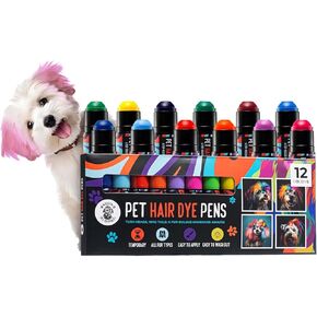Dog Hair Dye- 12 Color Dog Safe Hair Dye- Dog Dye Temporary. Pet Hair Dye for Dogs use as: Pet Safe Paint, Pet Dye, Dog Paint, Dog Fur Dye, Horse Paint, Dog Hair Color, Dog Safe Paint