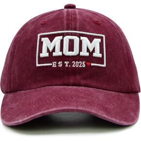 Women's Mom Est 2025 Hat with Gift Box, Adjustable Mama Baseball Cap, Gifts for Mother, First Time Mom, Mommy to Be