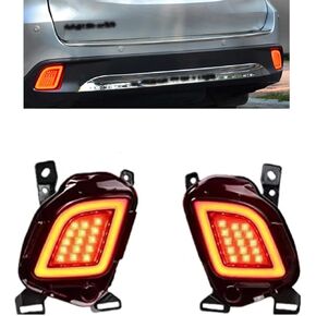 LED Rear Bumper Reflectors Tail Lights Fit for 2015 2016 2017 2018 Toyota Highlander with LED Sequential Turn Signal Light/Brake/Driving/Fog Lamps Red Lens